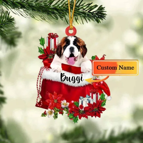 Vista 55 de Perro Akita Inu personalizado en bolsa de regalo, adorno de Navidad, nombre personalizado, regalo para amantes de los perros, familia, Navidad
