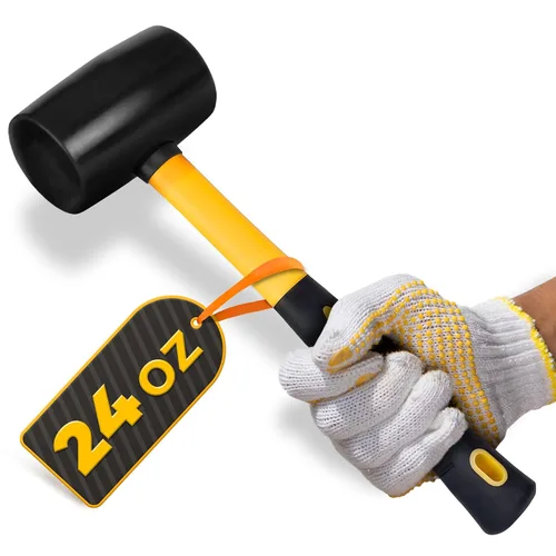 Vista 12 de Rubber Mallet Hammer 8 Oz, Soft Face Non-Marring Head (Orange)