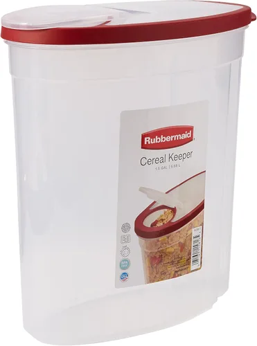 Vista 6 de Rubbermaid contenedor para cereales transparente tapa roja (1,5 galones) – 1783748., Rojo