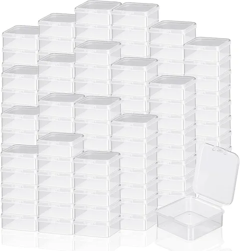 Vista 7 de Soaoo 300 piezas de contenedores pequeños de almacenamiento de plástico para organizar con tapa con bisagras, caja transparente de suministros