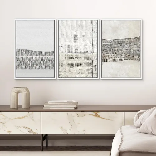 Vista 95 de SIGNWIN Lienzo enmarcado para pared, juego de arte neutro de bosque brumoso, ilustraciones en tono tierra, arte moderno, decorativo, bohemio