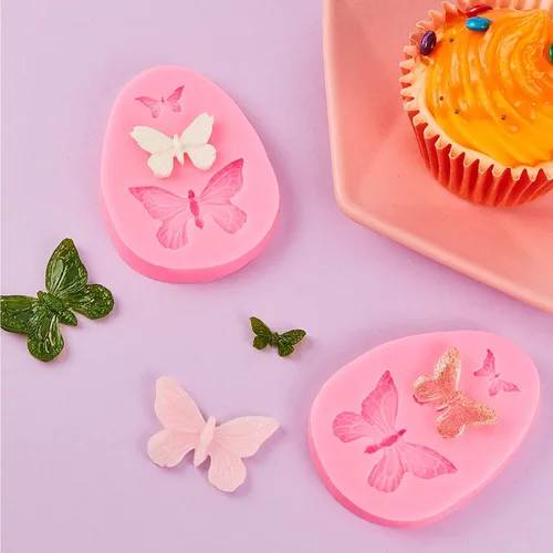 Vista 4 de Boao 2 moldes de silicona de mariposa, mini molde de fondant para hornear, herramienta de decoración de cupcakes, bandejas de chocolate