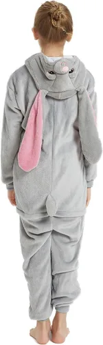Vista 6 de ABENCA Pijama de conejo de Pascua para niñas, disfraz de animal de una pieza para Halloween, Navidad, cosplay
