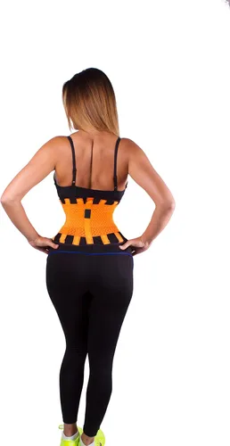 Vista 4 de (MEDIUM - Faja reductora de cintura de neopreno como en la televisión, negro y naranja..