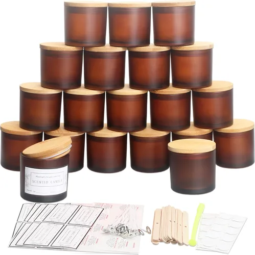 Vista 12 de MILIVIXAY Paquete de 20 tarros de vela de vidrio transparente de 4 onzas con tapas y kits de fabricación de velas, tarros pequeños vacíos a granel