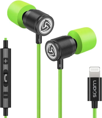 Vista 41 de LUDOS Auriculares con cable ultra intraauriculares, 5 años de garantía, auriculares con micrófono, auriculares con cancelación de ruido, espuma