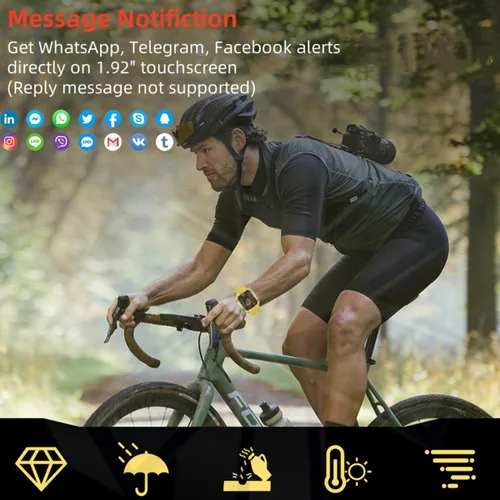 Vista 8 de Reloj inteligente para hombres/mujeres, monitor de fitness táctil HD de 1.92 pulgadas con frecuencia cardíaca 24/7 y monitor de sueño, impermeable
