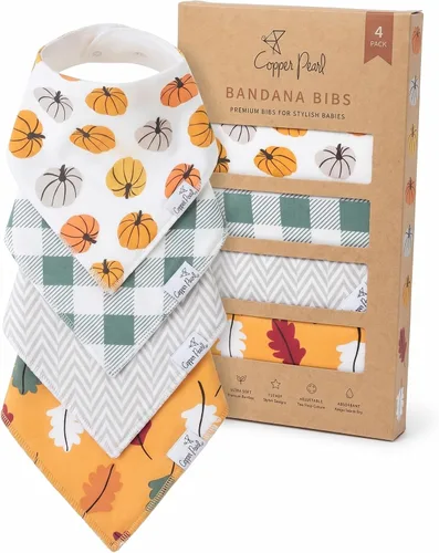 Vista 21 de Copper Pearl Baberos tipo bandana para bebé, paquete de 4 baberos de algodón suave para babear y dentición, absorbentes, ajuste ajustable, muchos