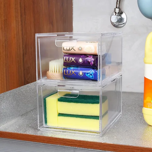 Vista 4 de Yes!Fresh Organizador de cajones, organizador de escritorio apilable con particiones interiores extraíbles para organización y almacenamiento