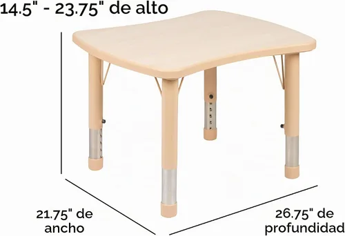 Vista 4 de Flash Furniture Mesa de actividades de plástico de 26.5 x 21.75 pulgadas Natural