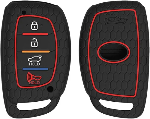 Vista 3 de A.M.E. - Funda para mando a distancia para Tucson Elantra Sonata Smart 4 botones (botón pulsador) (2 unidades, combo negro y azul)