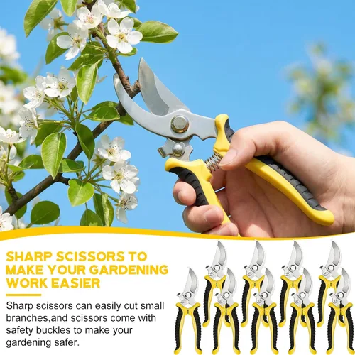 Vista 6 de Lothee 9 tijeras de jardín, podadoras de jardín, podadoras de derivación a granel, resistentes para jardinería, setos de plantas, tijeras de flores