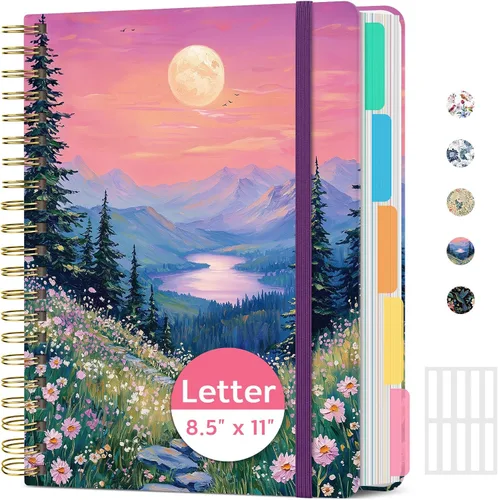 Vista 17 de Taja Cuadernos de espiral para trabajo de 5 materias con divisores K - Vórtice rosa