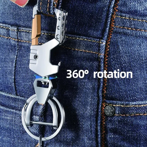 Vista 2 de Mtverver Heavy Duty Key Chain with (1 key ring and 1 D-ring),Bottle Opener,Carabiner Car Key Chains