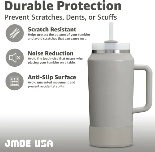 Vista 3 de Jmoe USA Funda para vaso Stanley Quencher H2.0 FlowState de 64 onzas con asa, silicona sin BPA, protector de funda para la parte inferior