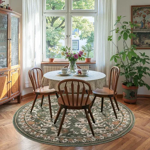 Vista 47 de jinchan Alfombra de entrada lavable vintage floral de medio círculo de 2 x Eden Azul/Verde