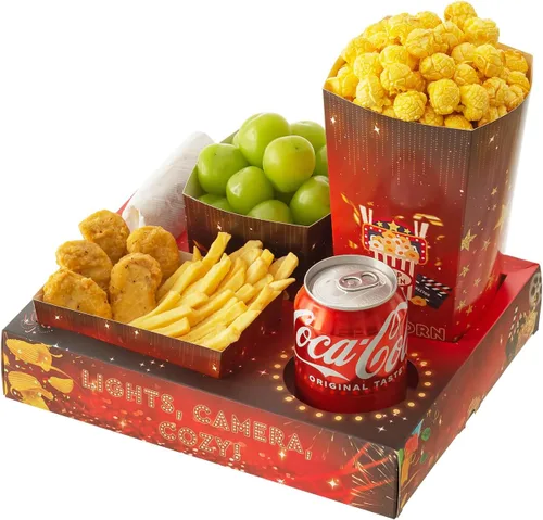 Vista 7 de Baffect Bandejas de aperitivos de noche de película 100 piezas Incluyen 20 bandejas de noche de película, 20 cajas de palomitas de maíz, 20