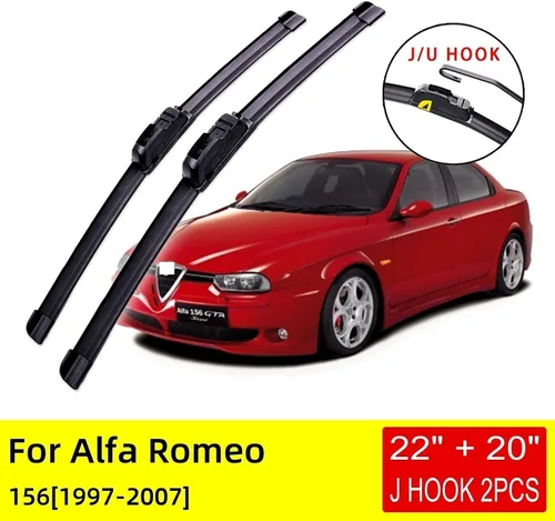 Vista 2 de Compatible con Alfa Romeo 156 1997 1998 1999 2000 2001 2002 2003 2004 2005 2006 2007 Escobillas de limpiaparabrisas delantero, accesorios