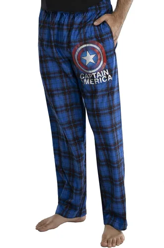 Vista 4 de Marvel - Pantalones de pijama a cuadros con logotipo del Capitán América