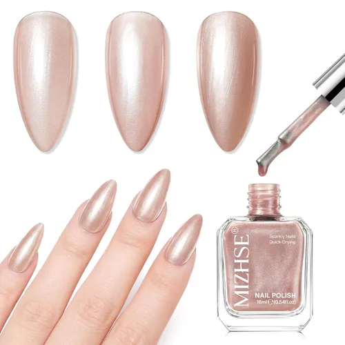 Vista 20 de MIZHSE Esmalte de uñas blanco perla de secado rápido, esmalte de uñas