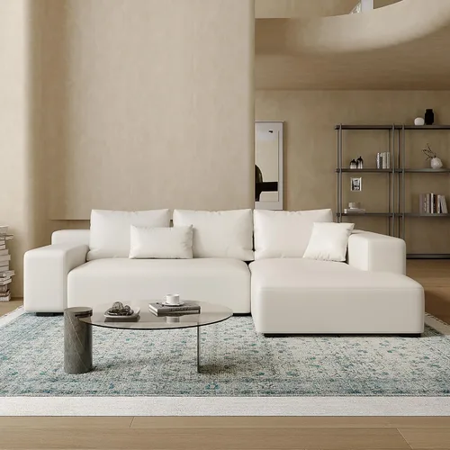 Vista 8 de Acanva Juego de sofá seccional modular en forma de L de tamaño grande moderno para sala de estar, sofá de esquina de 4 plazas de estilo minimalista