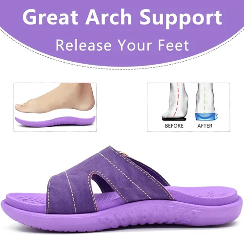 Vista 6 de KuaiLu - Sandalias ortopédicas de moda para mujeres, ligeras, tipo tenis deportivos, con plantilla de goma suave. Sandalias con cierre tipo slip-on