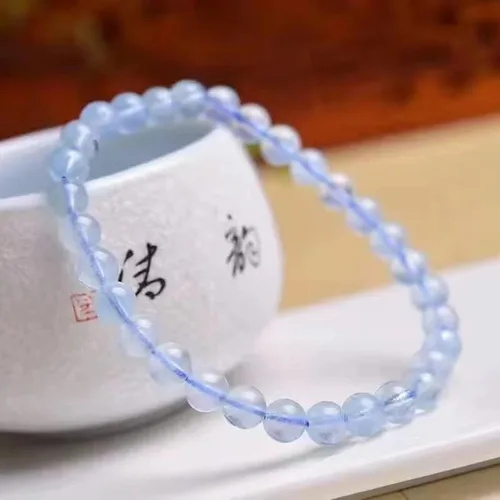 Vista 4 de Accesorios de moda Pulsera de cuentas de aguamarina con cristales curativos naturales, 1 pieza (0.236 in)