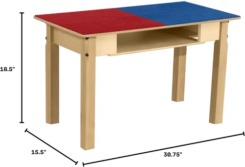 Vista 36 de Contender Time-2-Play - Mesa de madera contrachapada de abedul para niños, color azul y verde, compatible con Lego Montessori con estante para sala