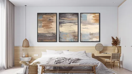 Vista 3 de ASDCEUTICALS Lienzo grande para pared, cuadros abstractos marrones para sala de estar, decoración de pared retro estética, pinturas rústicas, obras