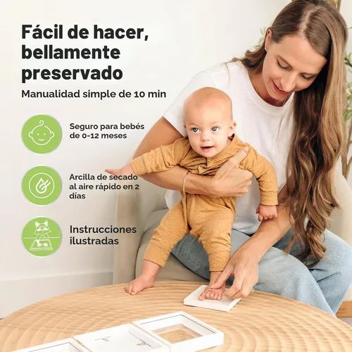 Vista 3 de KeaBabies Regalos para baby shower, kit de manos y huellas para bebé Blanco (Alpine White)