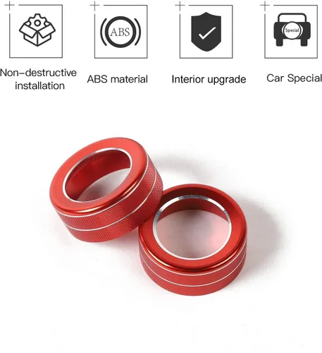 Vista 2 de 2 piezas de botón de control de sonido de volumen de audio Cubierta de botón de interruptor giratorio para Toyota 4Runner 2010-2023 (rojo)