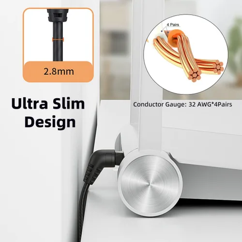 Vista 5 de chenyang Cable de extensión de red Ethernet en ángulo dual CAT6 RJ45 de 90 grados con rotación de 360 grados de 0.7 ft