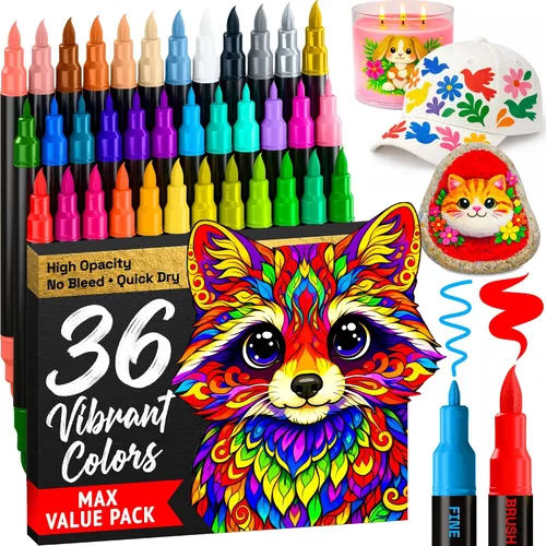 Vista 34 de ARTISTRO 5 marcadores de pintura acrílica negra, bolígrafos de pintura de doble punta + pincel fino ideal para caligrafía, perfectos para tela