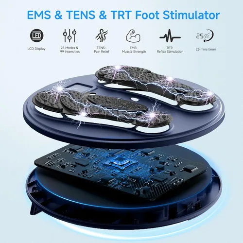 Vista 2 de Aprobación de la FDA - Estimulador muscular electrónico para masaje de piernas y pies con neuropatía, masajeador de pies EMS para alivio del dolor