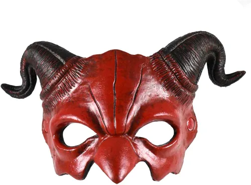 Vista 2 de Máscara de demonio de espuma para disfraz de Halloween, color rojo y negro