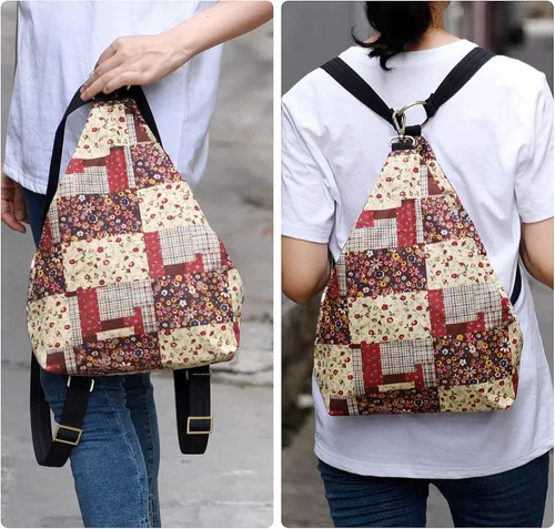 Vista 6 de Mochila pequeña bohemia de mariposa negra para mujer, mochila de viaje ligera Rojo albaricoque M