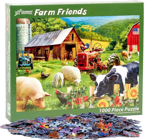 Vista 4 de Vermont Christmas Company Rompecabezas de 1000 piezas de Farm Friends