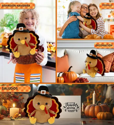 Vista 4 de DolliBu Pilgrim - Peluche de pavo con diseño de pájaro, 10 pulgadas