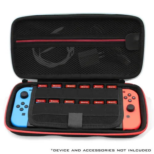 Vista 2 de CASEMATIX Carrying Case Compatible with Nintendo Switch with 8 Game Slots, Non-Scratch Divider for Screen Protection, Accessory Storage and