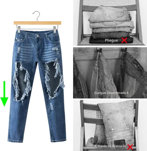Vista 6 de Nature Smile Perchas de madera de loto maciza de lujo para pantalones, colgador inferior para jeans, falda con 2 clips ajustables, gancho Natural