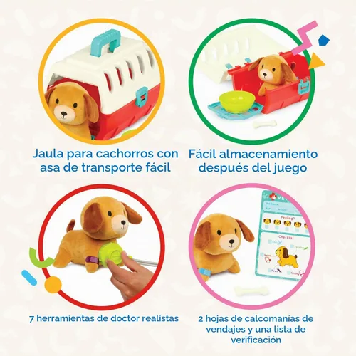 Vista 4 de Battat Mini juego de veterinario, kit veterinario para el cuidado