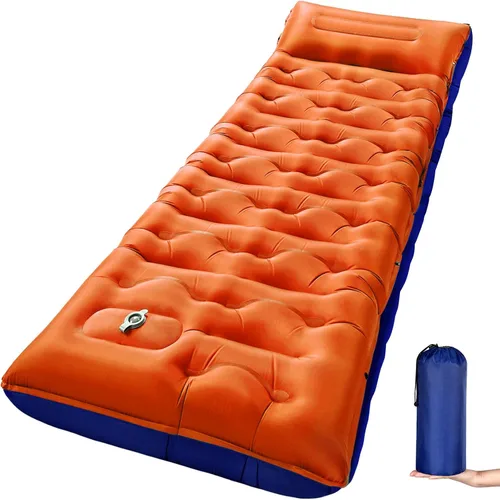 Vista 11 de KASBAH - Colchoneta de dormir inflable de 6 pulgadas de grosor con bomba de pie y almohada integradas, equipo de campamento ultraligero