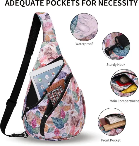 Vista 2 de HUA ANGEL Bolso bandolera, bolso cruzado de moda para el pecho, mochila de viaje, senderismo, gimnasio, mochila casual
