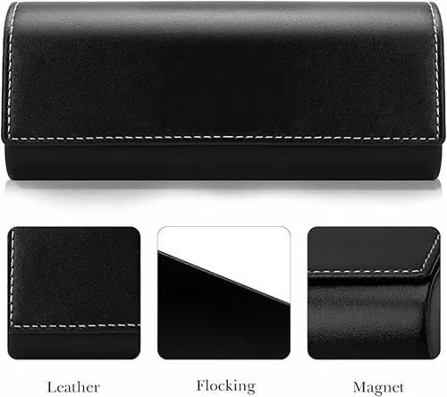 Vista 7 de Estuche rígido unisex para lentes de sol, 1 funda de piel sintética ligera para lentes de sol Café