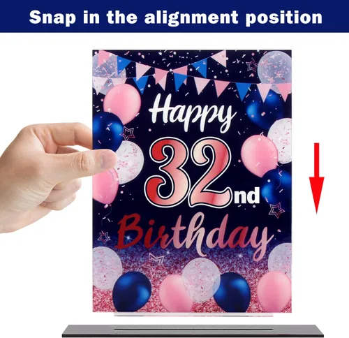 Vista 137 de LINGTEER Decoraciones de feliz cumpleaños número 11, 2 piezas de soporte de acrílico con impresión de pie rosa y azul, tablero de telón de fondo