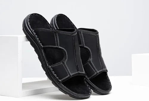 Vista 3 de Jousen Sandalias para hombre de cuero sin cordones para hombre, sandalias de playa para hombre al aire libre