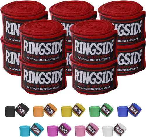 Vista 29 de Ringside Mexican Style Boxing Hand Wraps (Pairs) - 180" Semi-Elastic Cotton Blend Wrist Support with Thumb Loop for MMA, Muay Thai, Kickboxing