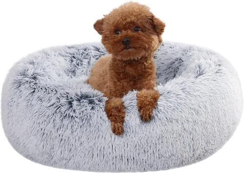 Vista 5 de Amazon Basics Donut Pet Bolster - Cama de pelo sintético para perro, gris, 23" x 23