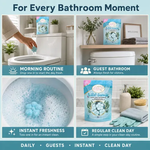 Vista 5 de Bombas de inodoro de aceite esencial natural para inodoros, tabletas limpiadoras de inodoro, aroma de eucalipto de larga duración para un baño