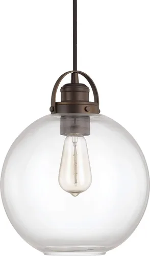Vista 4 de Capital Lighting 4641PN-136 Dean - Colgante de globo de cristal transparente urbano e industrial, 1 luz de 100 vatios, 13 pulgadas de alto x 10